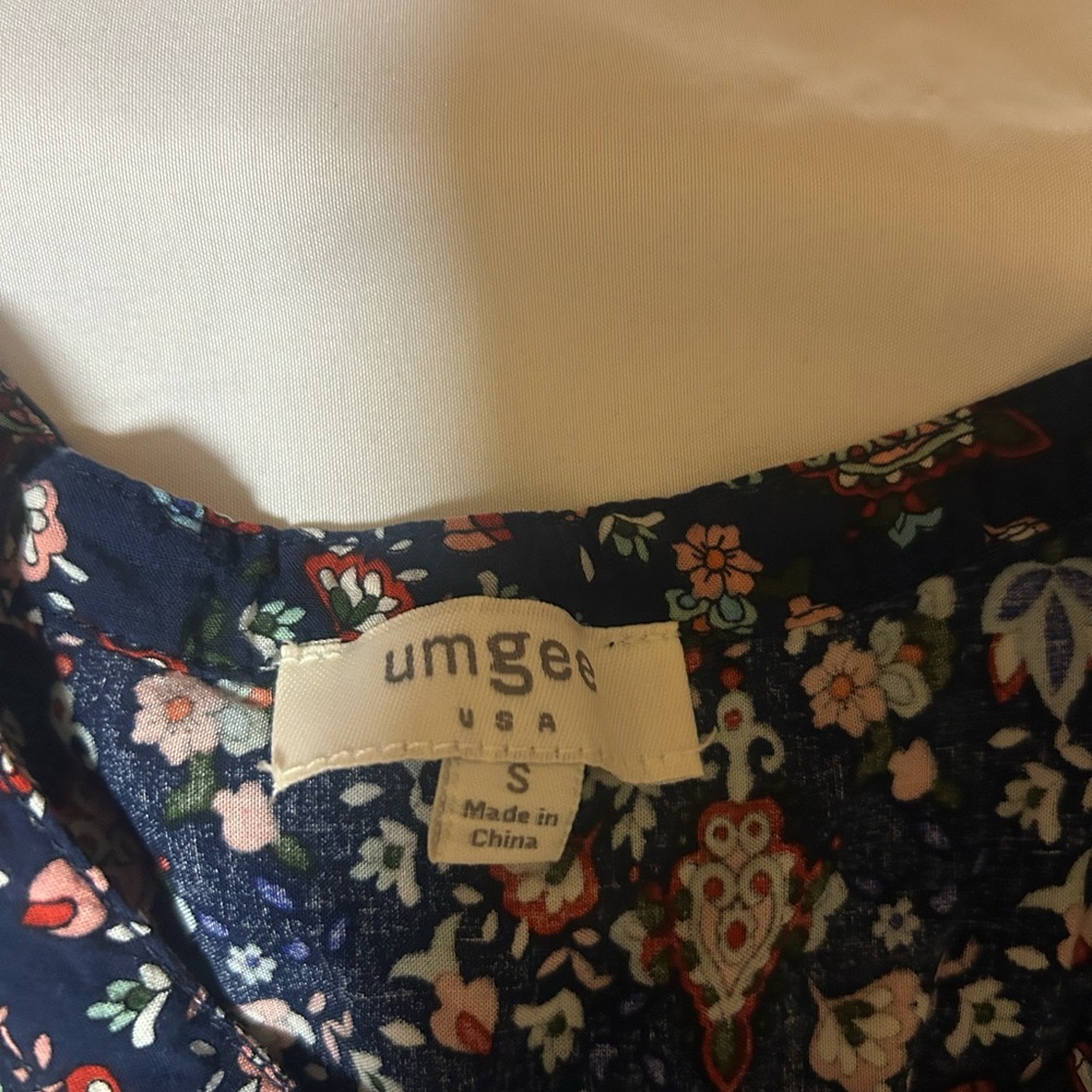 Umgee Size Small Long Sleeve Dress Blue Bohemian Hippie - Picture 4 of 10